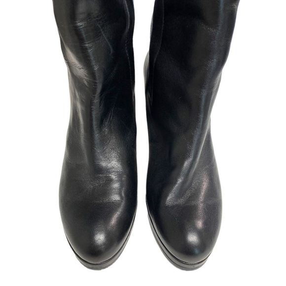 STUART WEITZMAN Black Leather Knee High Heel Boots Shoes 5.5 - Picture 6 of 16